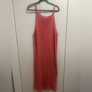 Old Navy Coral Knit Midi Dress